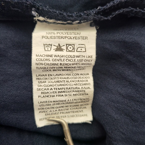 Four Stretch Navy Blue Scrub Top V-Neck Short Sleeve Size L - Picture 6 of 7